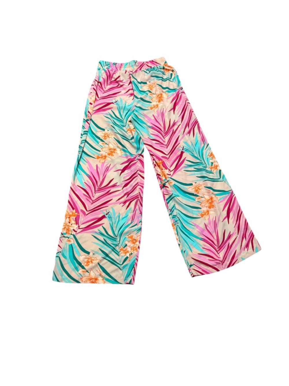 Forever 21 Floral Straight-Leg Pants - Pink & Teal